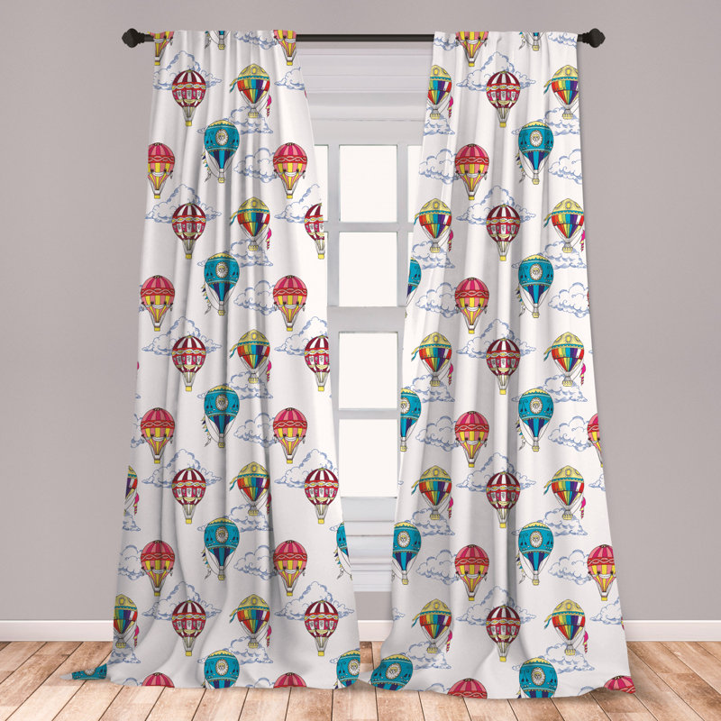 East Urban Home Clouds and Hot Air Balloons Room Darkening Rod Pocket